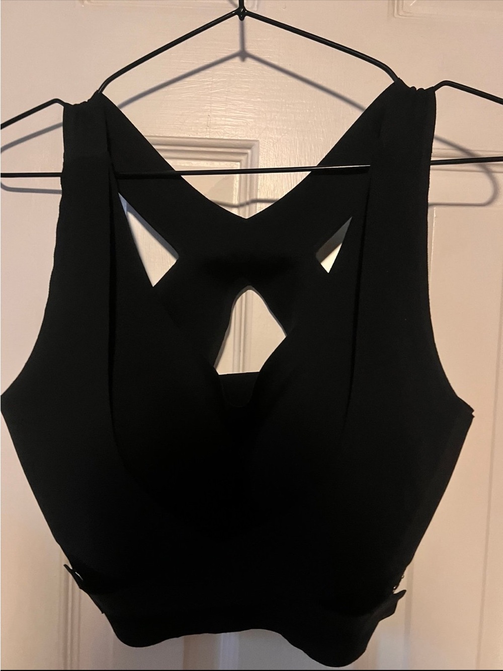 Women's Black Supportive Crop Bralette with Crisscross Back